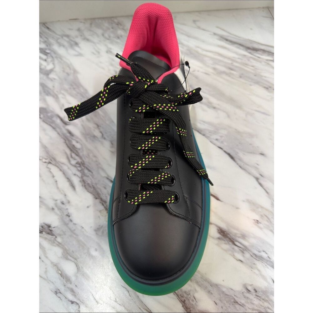 Alexander McQueen Black Sneaker with Pink Liner and Neon Accents